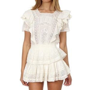 LoveShackFancy Stella Mini Dress L Ivory